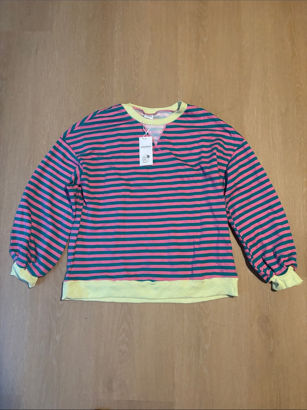 XIEERDUO Striped Long Sleeve Oversized Sweatshirt size Large